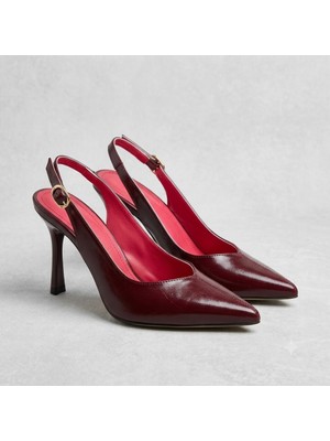 Kindep (Park Moda) Burnu Kapalı Topuklu (8 Cm) Kadın Ayakkabı Bordo