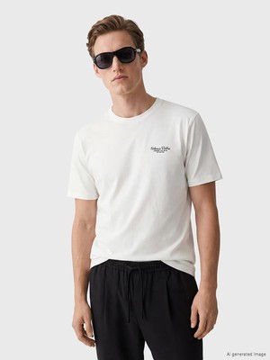 Lc Waikiki Yeni Sezon Loose Fit Bisiklet Yaka Baskılı Erkek Tişört