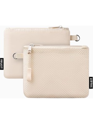 Vulkit Çift Fermuarlı 2'li Mini Seyahat Çantası Unisex Cüzdan