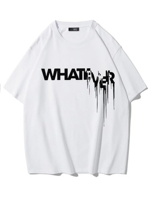 Brz Collection Unisex Oversize Whatever T-Shirt (Beyaz)