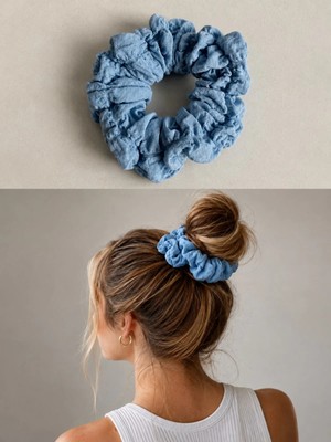 Retrobird Tasarım Scrunchie Toka Kadın Kül Mavi