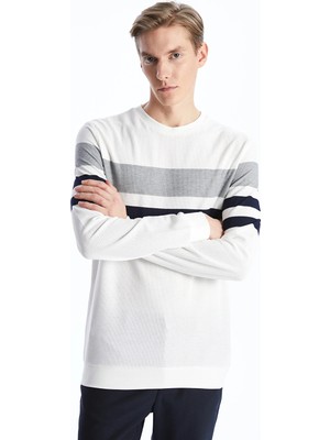 Lc Waikiki Yeni Sezon Bisiklet Yaka Uzun Kollu Çizgili Erkek Sweatshirt