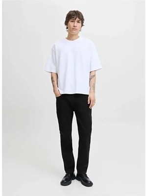 Jack & Jones Erkek Jjiclark Jeans Günlük Desenli Boru Paça Siyah Kumaş Malzemesi