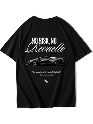 Brz Collection Unisex Oversize No Risk No Revelto T-Shirt Siyah