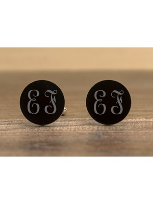 Hediye Shop 2 Harfli Vine Monogram Yazılı Pleksi ve Gümüş Kaplama Kol Düğmesi