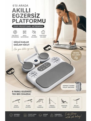 Adefco 6 In 1 Egzersiz Platformu Direnç Bantlı Sayaçlı 200 kg Taşıma Kapasiteli Gri Şınav Tahtası