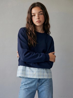 Lc Waikiki Yeni Sezon Gömlek Görünümlü Kız Çocuk Kalın Sweatshirt