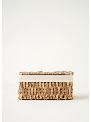 Bella Maison Talie Kapaklı Sepet Naturel 25X16X12 Cm Çok Amaçlı Kullanım İçin Şık Bezli Tasarım