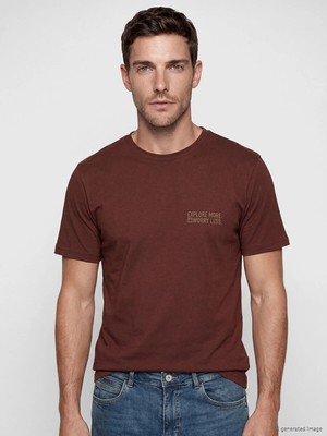 Lc Waikiki Yeni Sezon Bisiklet Yaka Baskılı Erkek Tişört