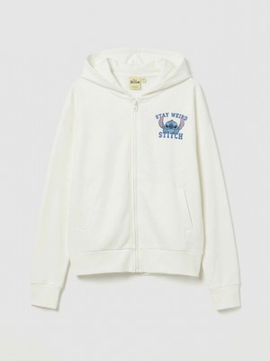 Lc Waikiki Yeni Sezon Stitch Baskılı Kız Çocuk Soft Touch Fermuarlı Sweatshirt