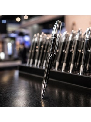 BK Gift Logonuza Özel 10 Adet Siyah Metal Roller Tükenmez Kalem Lazer Kazıma Baskılı Promosyon Kalem