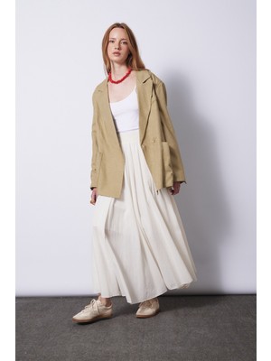 Nisan Triko Keten Karışımlı Kuşaklı Blazer Ceket