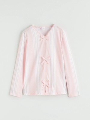 Lc Waikiki Yeni Sezon Fiyonk Detaylı Kız Çocuk Pijama Üst