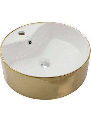 Newarc Batarya Delikli Lavabo Dışı Altın Içibeyaz