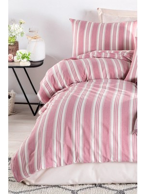 Upstyle Sport Çizgili Nevresim Takımı Tek Kişilik Soft Line Bordo