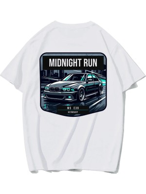 Brz Collection Unisex Oversize M5 E39 Midnight Run T-Shirt (Beyaz)