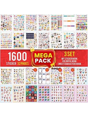 Die Grup Colortouch Mega Sticker Set - 1600 Adet Çıkartma - Scrapbook Sticker - Çocuklar, Kızlar, Gençler ve Yetişkinler Için Sticker Foto Albümü - Laptop, Günlük, Ajanda ve Planner Için Etiketler