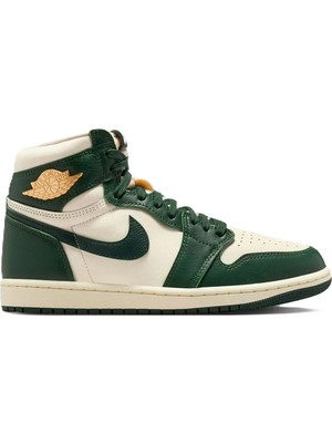Nike Air Jordan 1 Retro High Og Unisex Sneaker Hakiki Deri Bilekli Günlük Spor Ayakkabı Beyaz-Yeşil