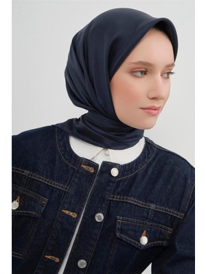 Armine Twill Ipek Eşarp Düz 0010D05-02 Koyu Lacivert