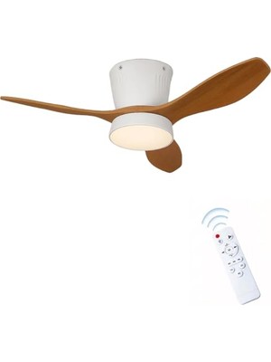 Die Grup Tavan Vantilatörü LED Avize Armatür 45W 54CM 3 Kanatlı Sessiz Dc Motor Uzaktan Kumandalı 3 Kademeli Fan Zamanlayıcı Gece Lambası Modu Akıllı LED Aydınlatma (Beyaz Ceviz)          [enerji Sınıfı A]