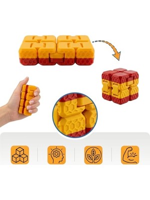 Die Grup Taraftar Rengini Seç Fidget Cube - (Sarı - Kırmızı) - Dayanıklı Stres Küpü ve Konsantrasyon Aracı