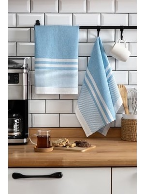 Die Grup Vionel Home 2'li Mutfak Kurulama BEZI,%100 Pamuk Yüksek Su Emici, Beslenme Örtüsü, Çok Amaçlı Servis Peçetesi 45X60CM (Mavi)