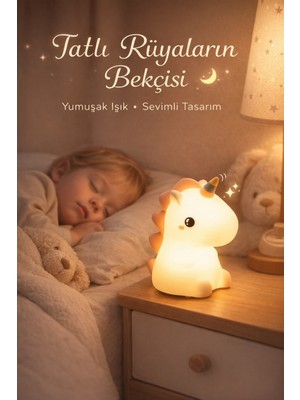 Home Dekor Hediye Rgb LED Sevimli Unicorn Çocuk Odası Gece Masa Lambası Renk Değiştiren Yumuşak Silikon Usbli Şarjlı