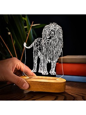 Die Grup Geometrik Aslan Tasarımlı 3D LED Gece Lambası