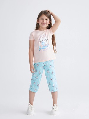 Lc Waikiki Yeni Sezon Baskılı Kız Çocuk Şortlu Pijama Takımı