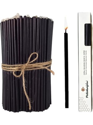 Die Grup Petekoğlu Almumu Mum Dilek Mumu Doğal Petek Ince Uzun Parti Nişan Düğün Ritüel Doğum Günü Mum 15 Adet Beeswax Candle (Siyah)          [enerji Sınıfı A+++]