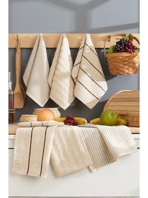 Die Grup Mira Home 6 Lı El Yüz Mutfak Havlusu Seti Sophia 30 x 50 cm (Bej)