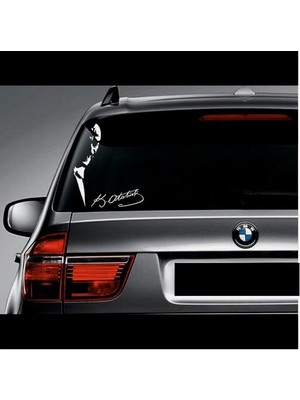Die Grup Sticker Usta Atatürk ve Imza Sticker Araba Oto Motosiklet Karavan Etiket 02134 Beyaz 20X16 cm