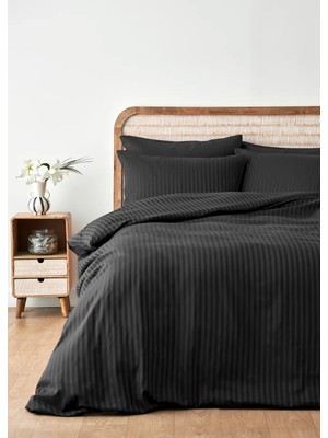 Bella Maison Premium Tencel Çift Kişilik Saten Nevresim Seti Antrasit (200x220 cm)