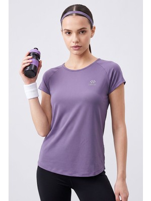 Tommy Life Eflatun Sırt Pencereli Kısa Kol Standart Kalıp O Yaka Kadın T-Shirt - 97101