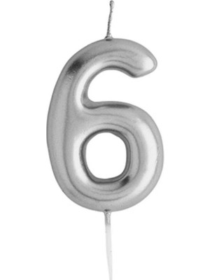 Efe Pastacılık Rakamlı Gümüş Silver Pasta Mumu Yaş 6