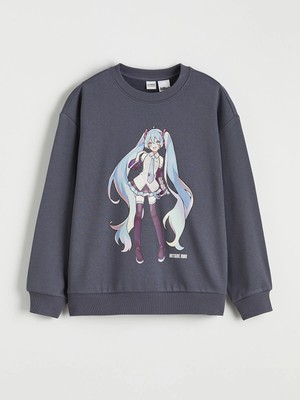 Lc Waikiki Yeni Sezon Hatsune Miku Baskılı Kız Çocuk Kalın Sweatshirt