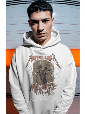 Sevbano Metallica Rock Metal Müzik Grubu Sırt Baskılı Unisex Oversize Premium Hoodie