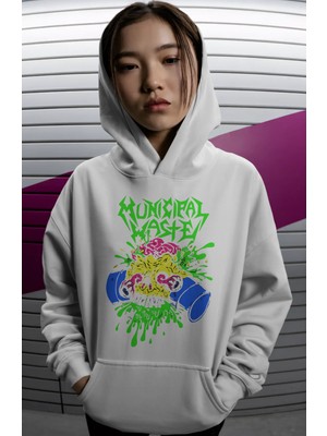 Sevbano Municipal Waste Rock Metal Müzik Grubu Sırt Baskılı Unisex Oversize Premium Hoodie