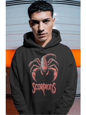 Sevbano Scorpions Rock Metal Müzik Grubu Sırt Baskılı Unisex Oversize Premium Hoodie