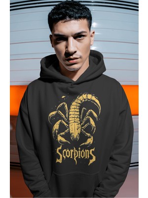 Sevbano Scorpions Rock Metal Müzik Grubu Sırt Baskılı Unisex Oversize Premium Hoodie