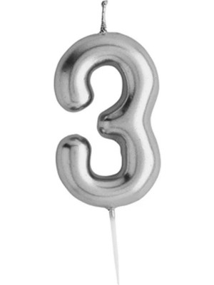 Efe Pastacılık Rakamlı Gümüş Silver Pasta Mumu Yaş 3