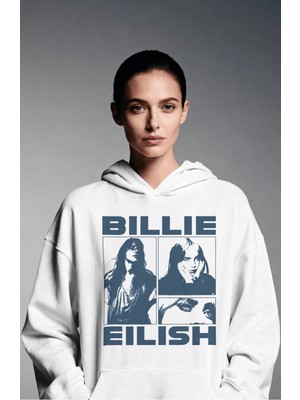 Sevbano Billie Eilish Şarkıcı Sırt Baskılı Unisex Oversize Premium Hoodie