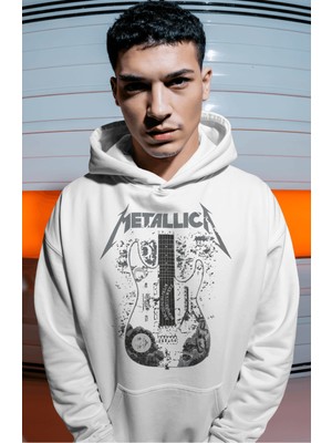 Sevbano Metallica Rock Metal Müzik Grubu Sırt Baskılı Unisex Oversize Premium Hoodie