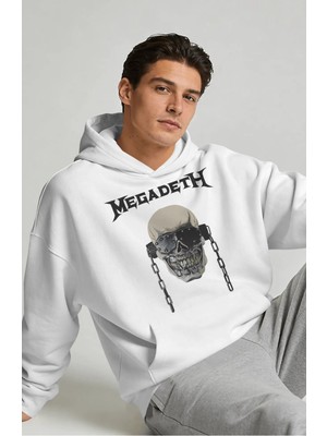 Sevbano Megadeth Rock Metal Müzik Grubu Sırt Baskılı Unisex Oversize Premium Hoodie