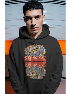 Sevbano Scorpions Rock Metal Müzik Grubu Sırt Baskılı Unisex Oversize Premium Hoodie