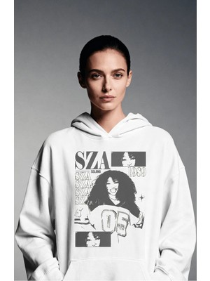 Sevbano Sza Rapper Şarkıcı Sırt Baskılı Unisex Oversize Premium Hoodie