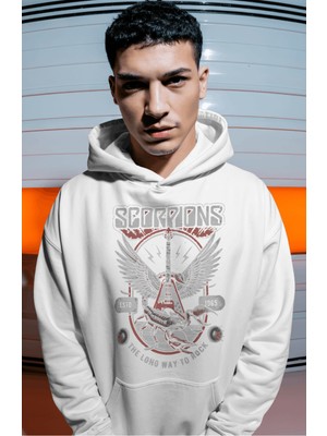 Sevbano Scorpions Rock Metal Müzik Grubu Sırt Baskılı Unisex Oversize Premium Hoodie