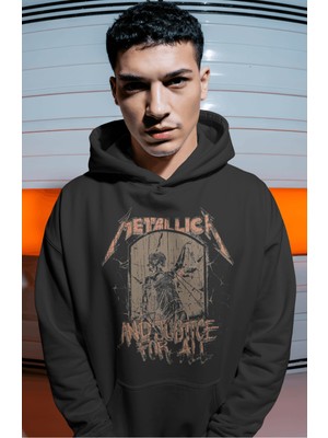 Sevbano Metallica Rock Metal Müzik Grubu Sırt Baskılı Unisex Oversize Premium Hoodie