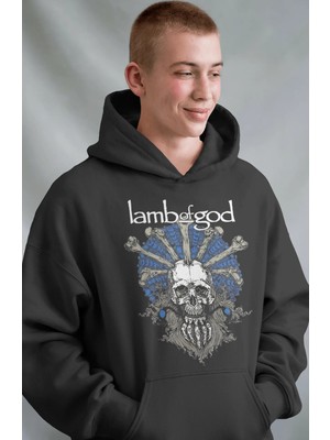 Sevbano Lamb Of God Rock Metal Müzik Grubu Sırt Baskılı Unisex Oversize Premium Hoodie
