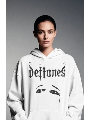 Sevbano Deftones Rock Metal Müzik Grubu Sırt Baskılı Unisex Oversize Premium Hoodie